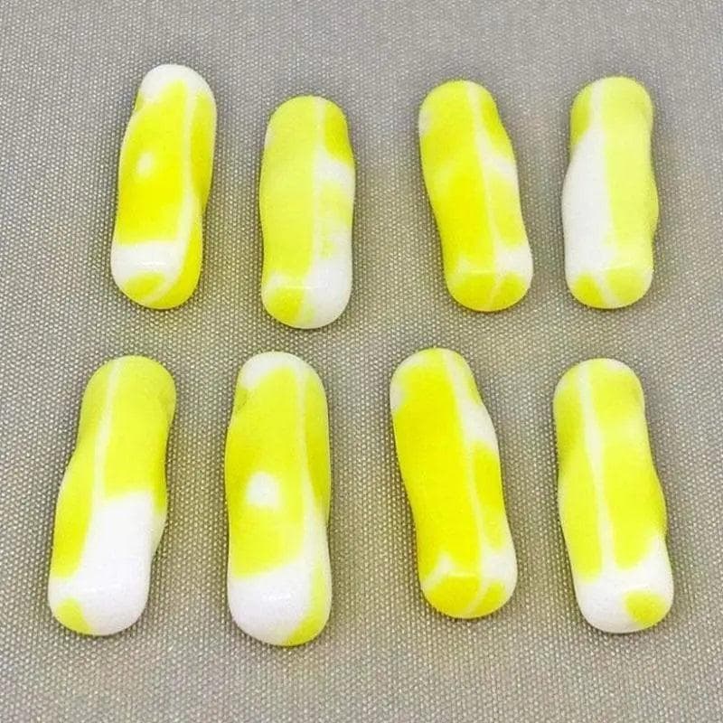 10 Vintage Yellow White German Drop Glass Beads