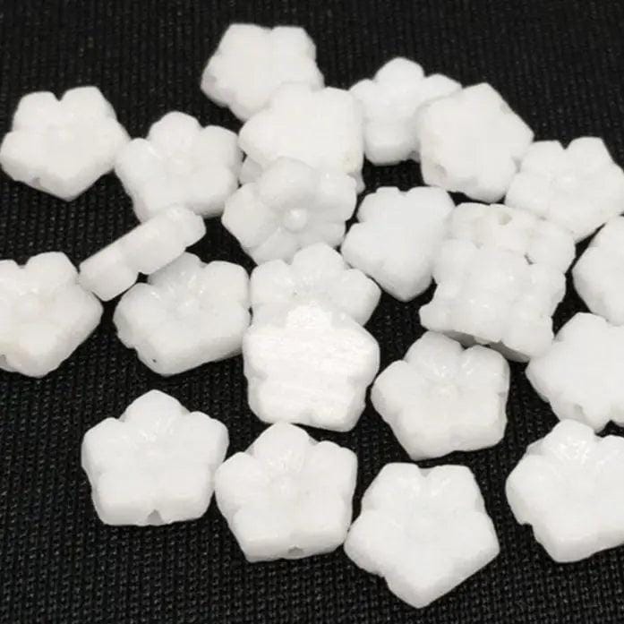50 Vintage White Flower Nailhead Glass Beads 8mm