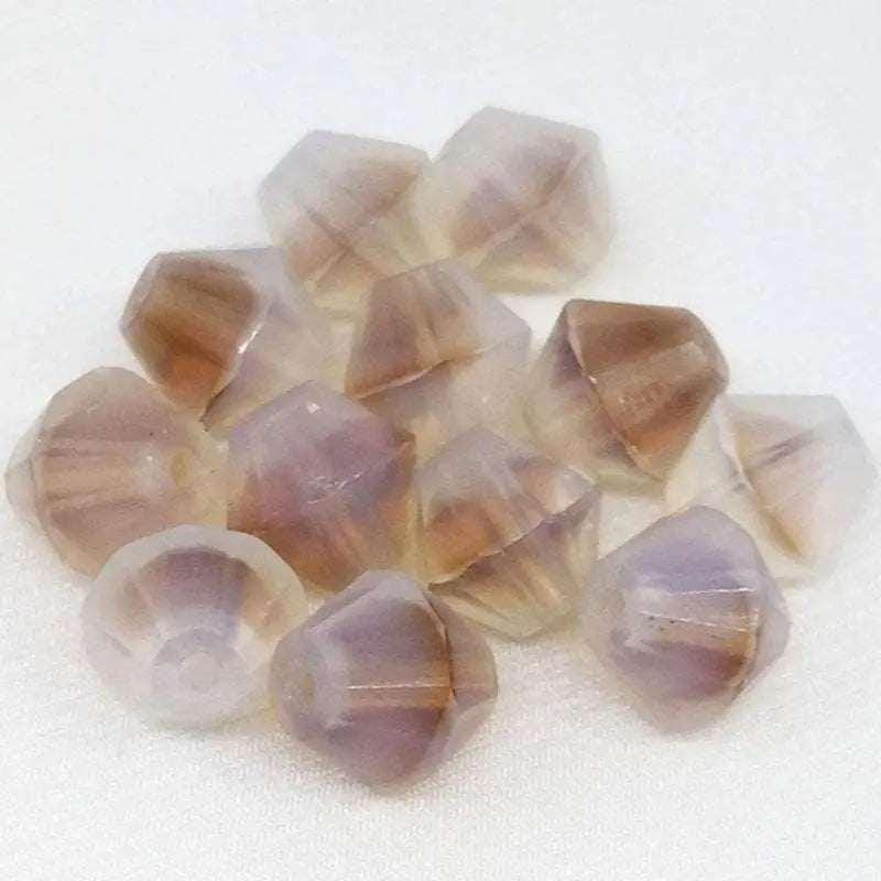 12 Vintage Brown Givre German Bicone Opal Glass Beads