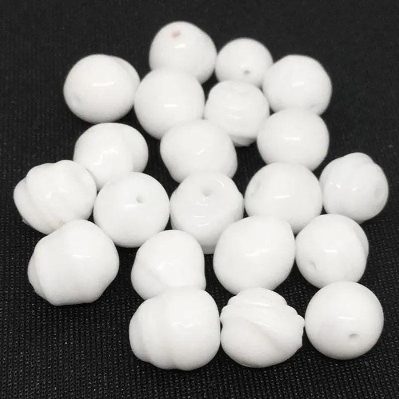 20 Vintage White Japan Baroque Glass Beads