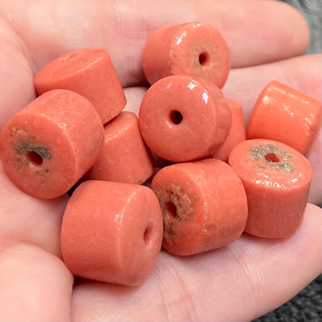 10 Antique Peach Orange Glass Beads