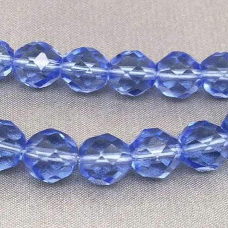 75 Blue Sapphire Czech Fire Polished Transparent Glass Beads