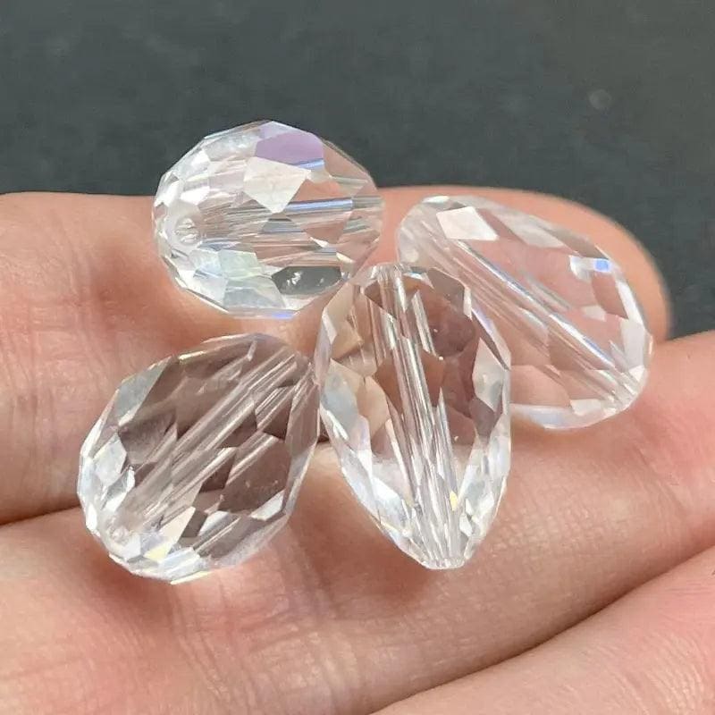 4 Vintage Clear Austrian Pear Teardrop Crystal Beads