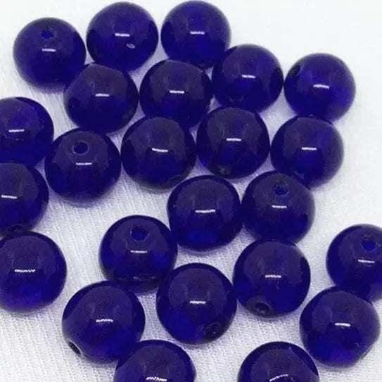25 Blue Cobalt Czech Round Transparent Glass Beads