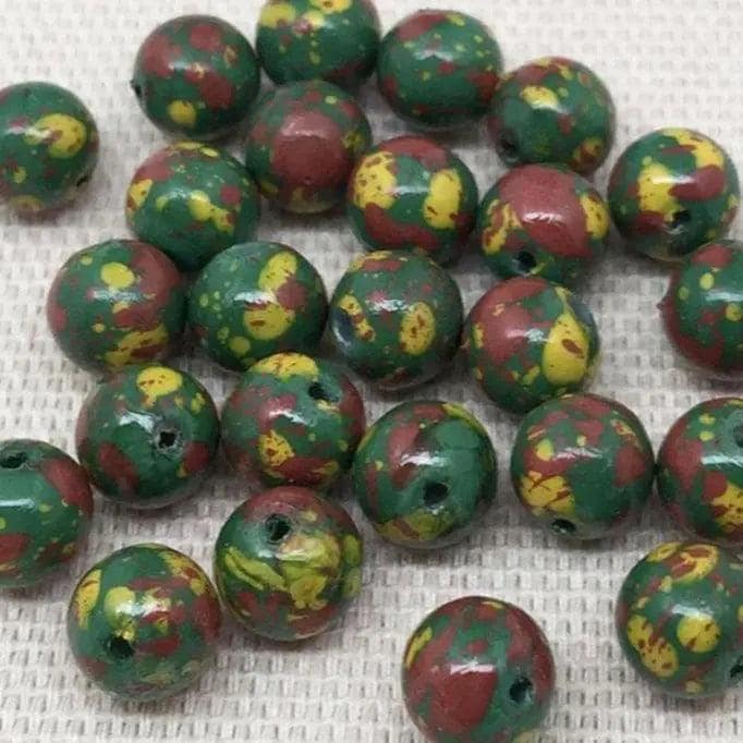 25 Vintage Green Japan Tensha Round Beads