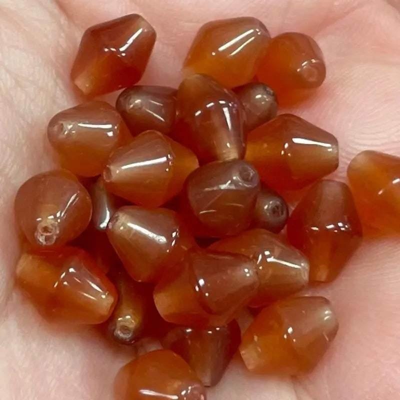 50 Vintage Carnelian Rhombus Diamond Glass Beads