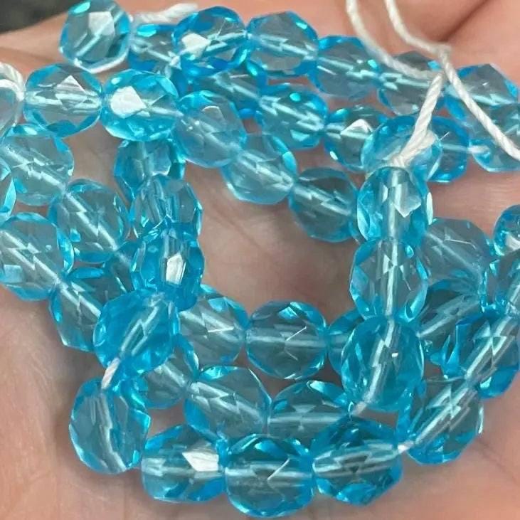 100 Blue Aqua Czech Transparent Glass Beads Fire Polished