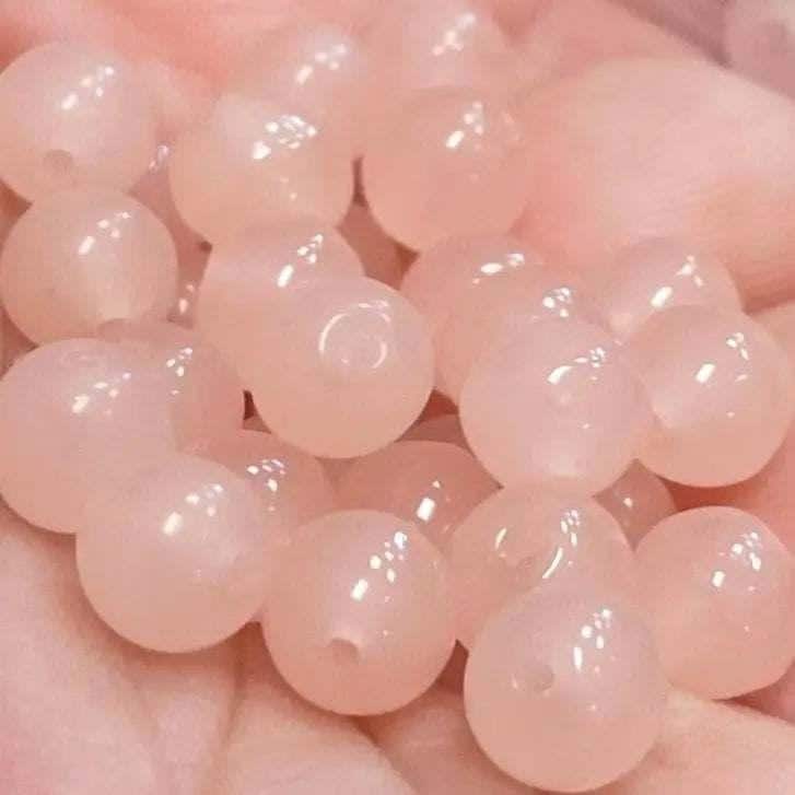 50 Vintage Pink Japan Opal Round Glass Beads