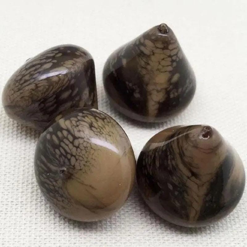 8 Vintage Brown Italian Swirl Cone Lucite Beads