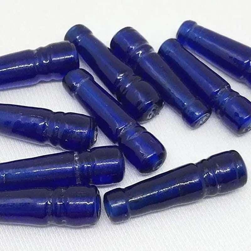 10 Vintage Blue Cobalt Focal Pawn Glass Beads