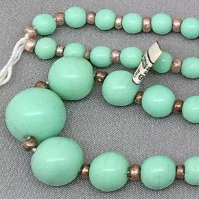 1 Vintage Green Sea Foam German Graduated Glass Bead Strand