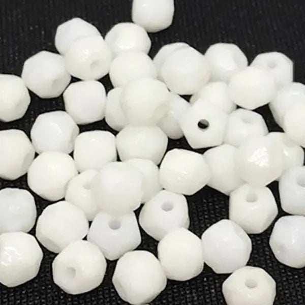 50 Vintage White English Cut Czech Glass Beads