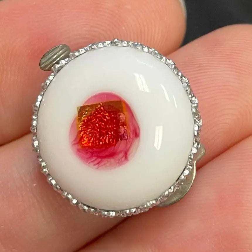 1 Vintage Pink Foil Japan Clasp