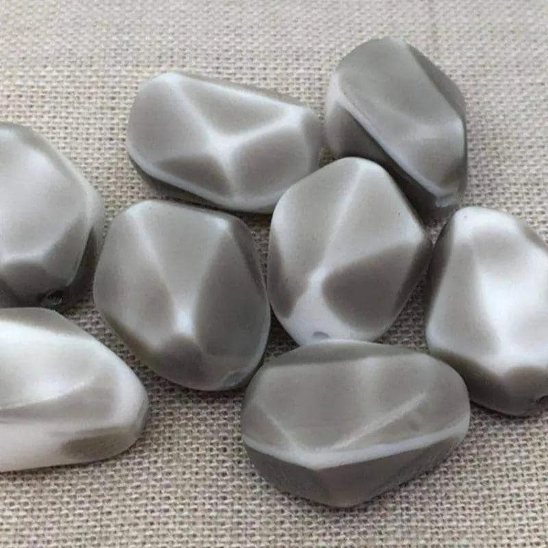10 Vintage Grey White Givre German Glass Beads
