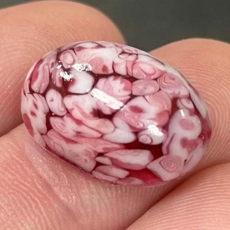 2 Vintage Pink Blush Japan Oval Glass Cabochons Cherry Brand