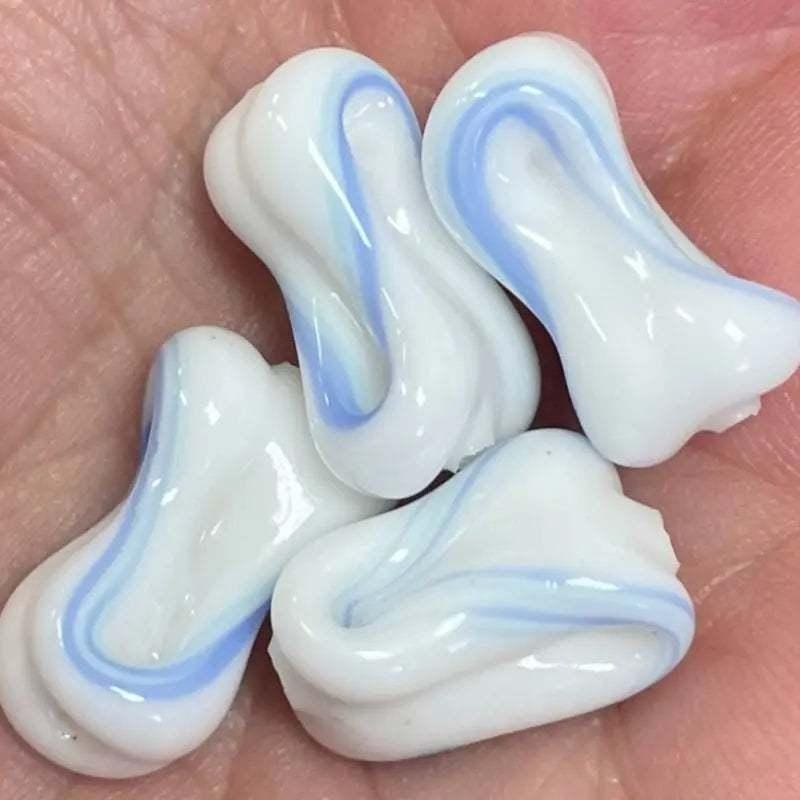 2 Vintage Blue White Japan Cherry Brand Glass Beads