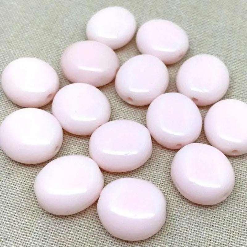 10 Vintage Pink Light German Oval  Glass Beads