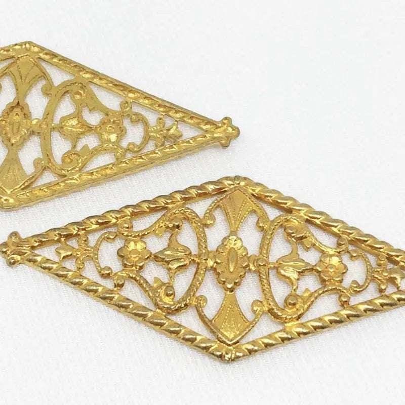 4 Vintage Brass Raw Cast Diamonds