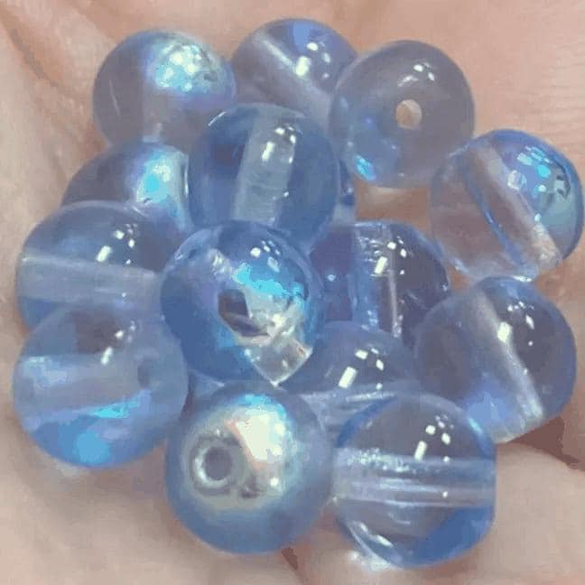 100 Blue Sapphire Light AB Czech Round Glass Beads