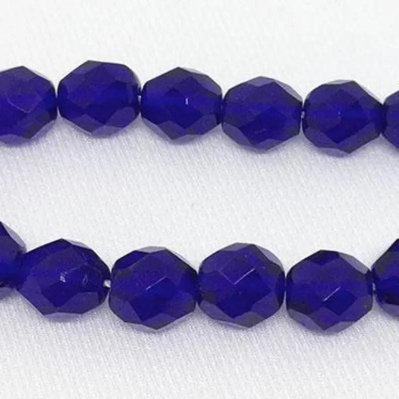 50 Blue Cobalt Czech Faceted Glass Beads
