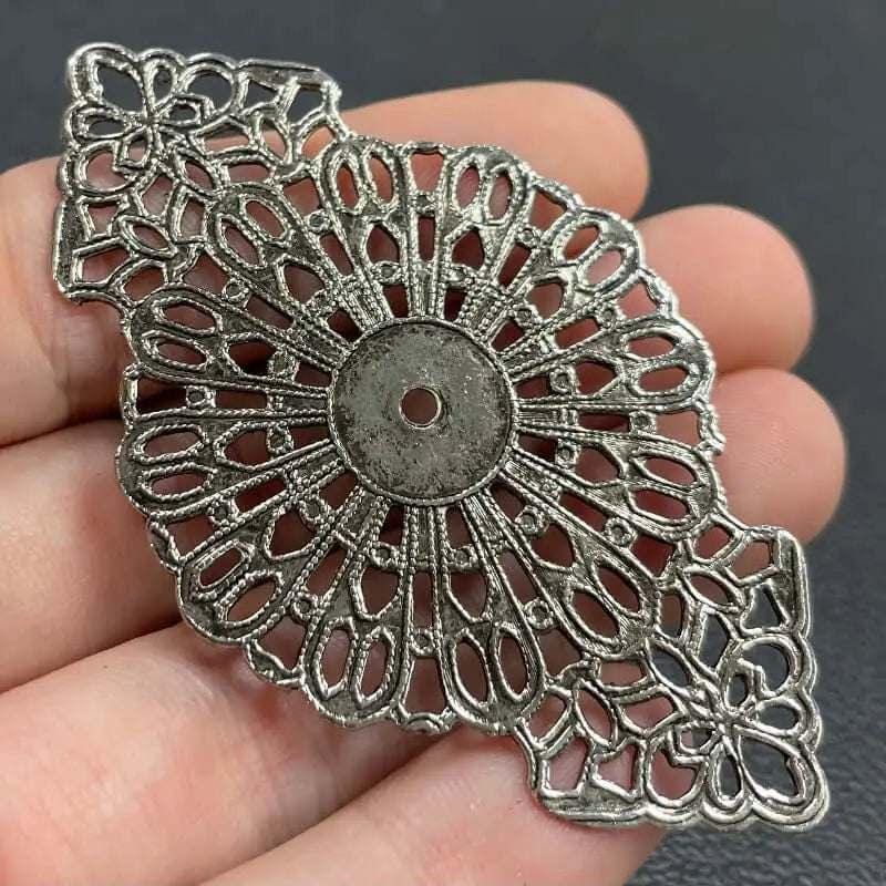 2 Vintage Silver Plated Antiqued Filigree Stampings