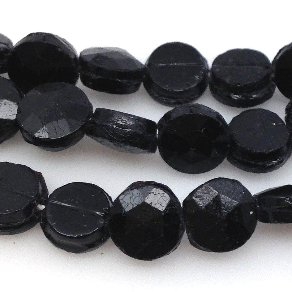 20 Vintage Black Nailhead Antique Glass Beads
