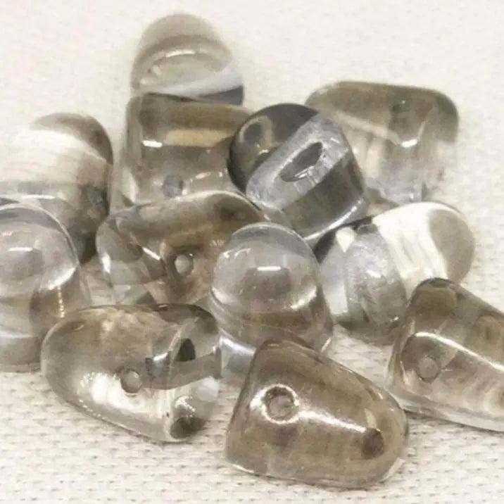 6 Clear Brown Czech Gumdrop Glass Beads