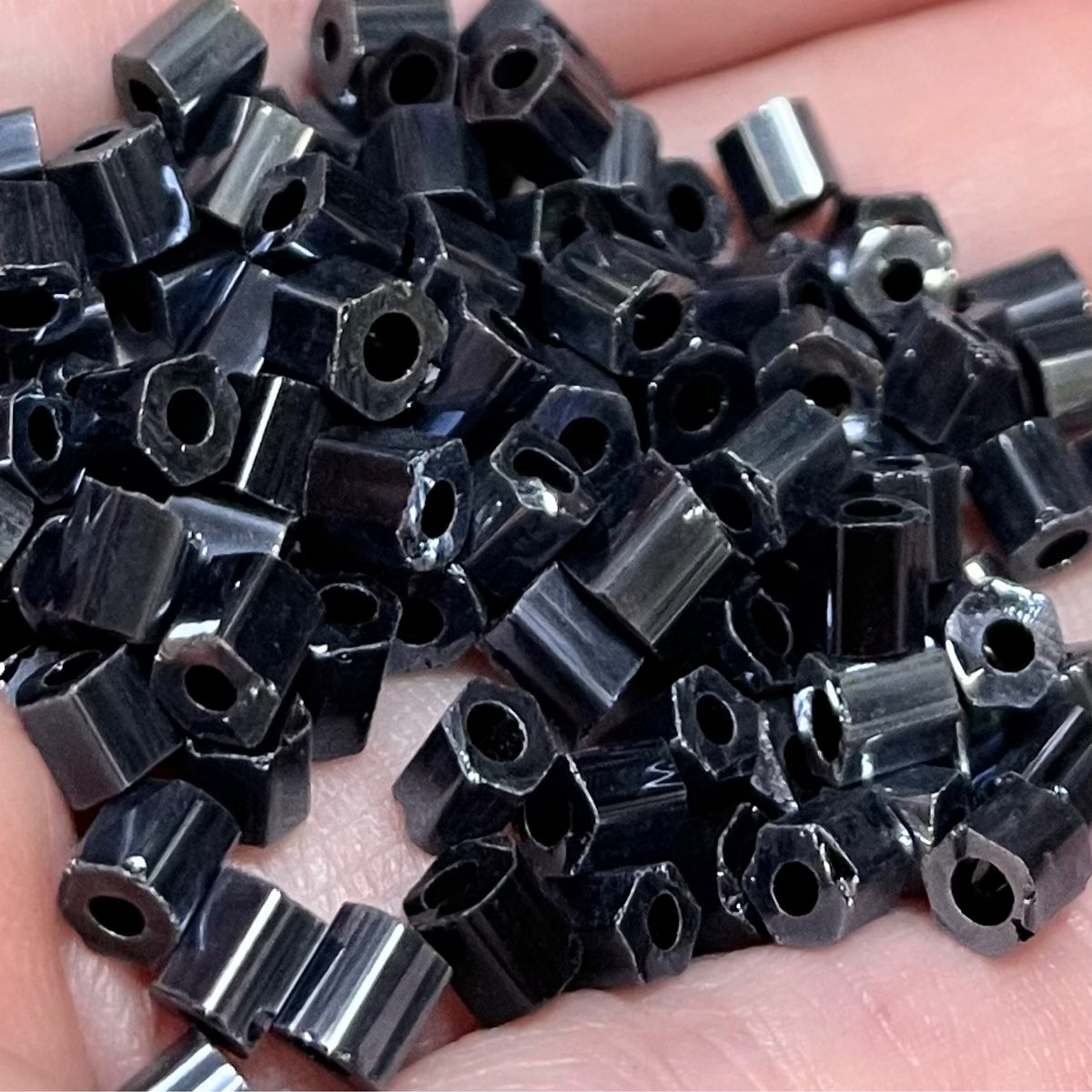 20g Gunmetal Czech Tube Glass Beads