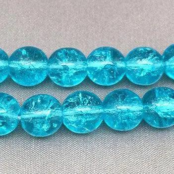 25 Vintage Blue Aqua Crackle Glass Beads