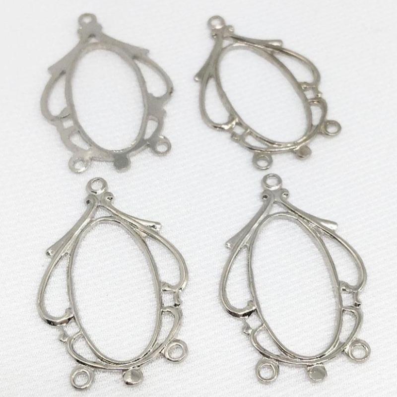 12 Plated Silver Connector Metal Pendants