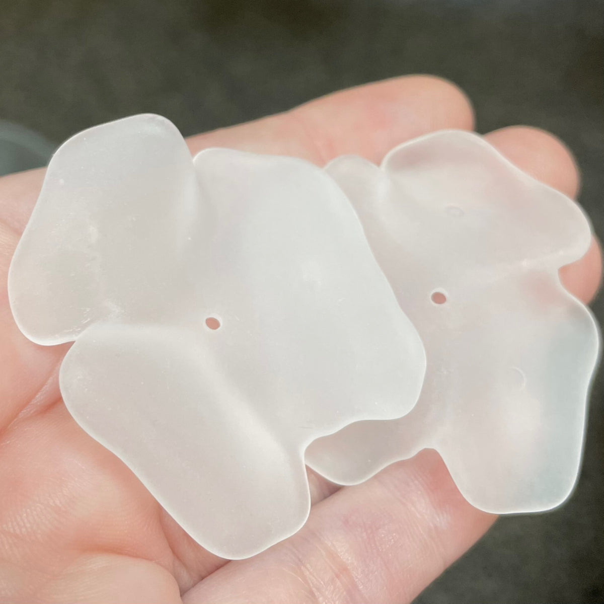 2 Vintage German Frosted Flower Lucite Beads