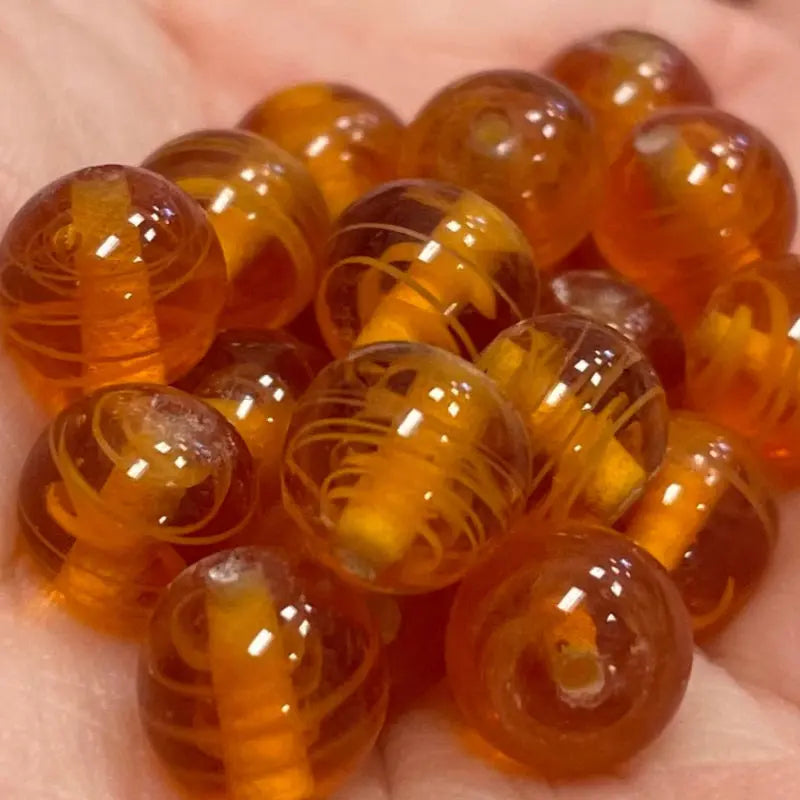 20 Vintage Golden Topaz  Cherry Brand Glass Beads