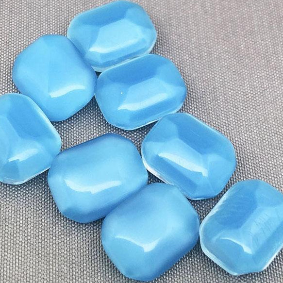 8 Vintage Blue German Moonglow Polygon Glass Stones