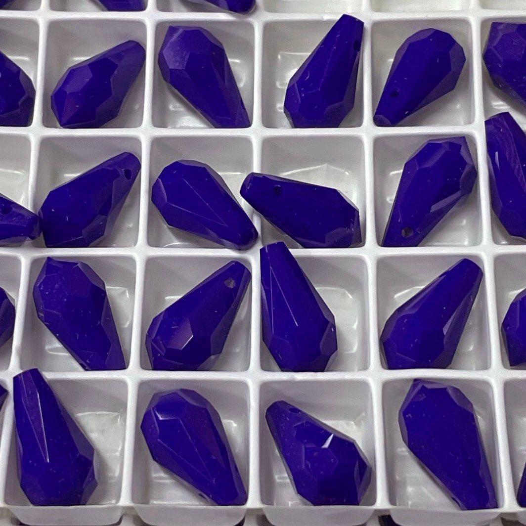 4 Vintage Blue Navy Swarovski Crystal Briolette Beads