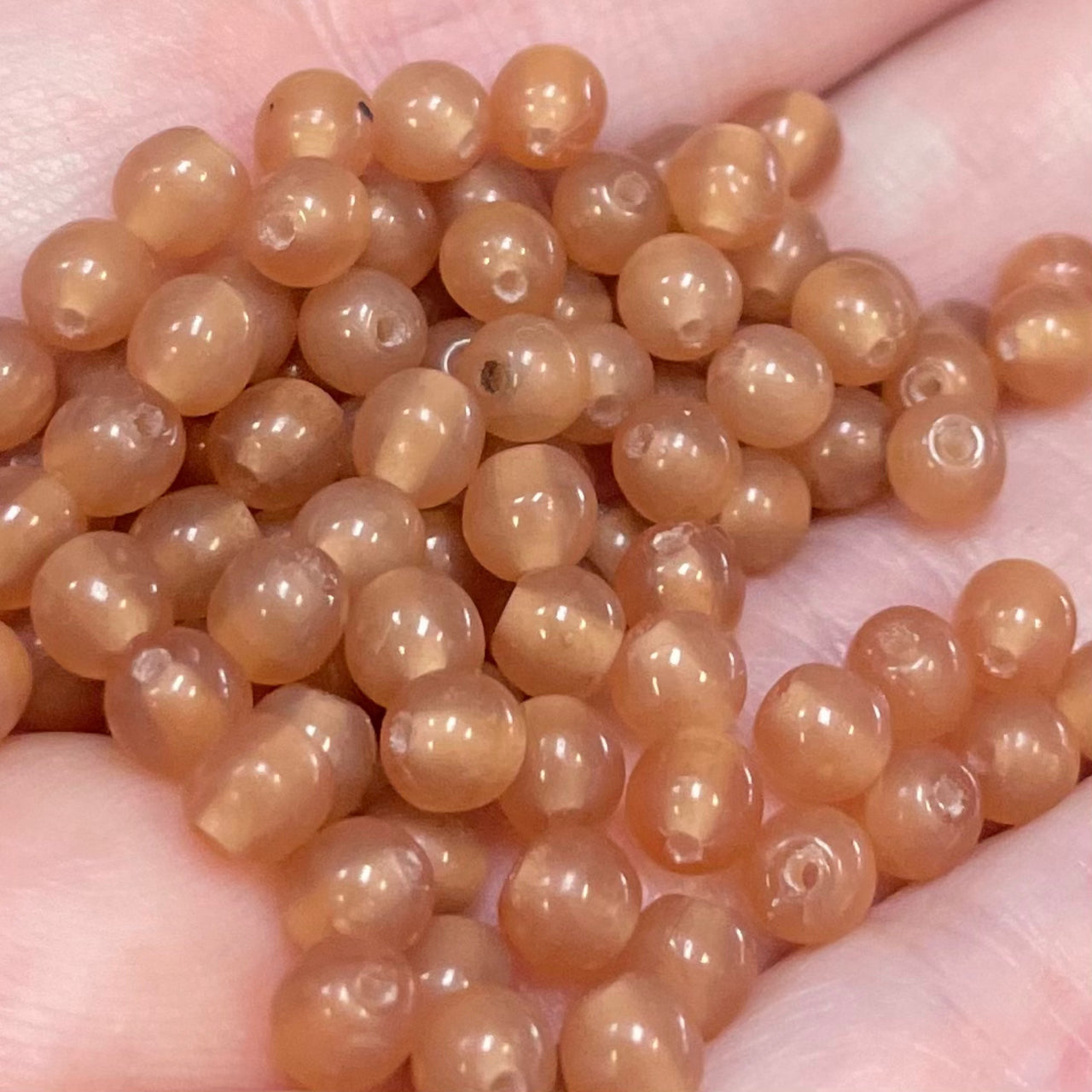 100 Vintage Creamy Light Brown Japan Round Glass Beads