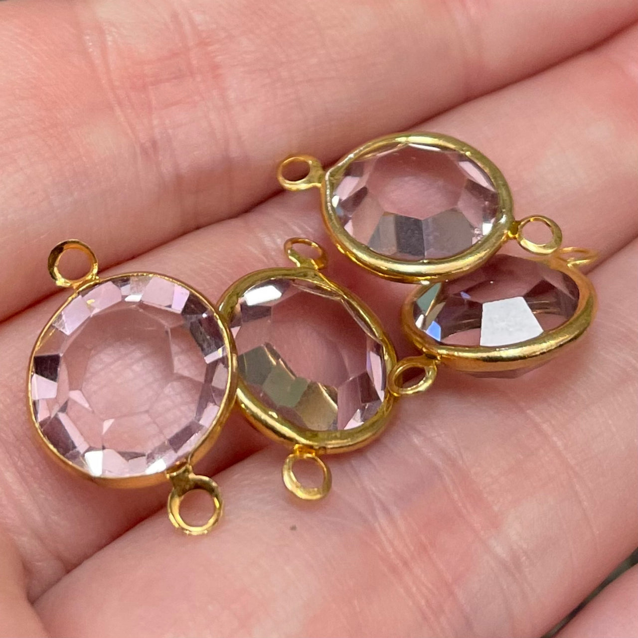 4 Vintage Purple Amethyst Light 47ss Swarovski Two Loop Chanel Connectors