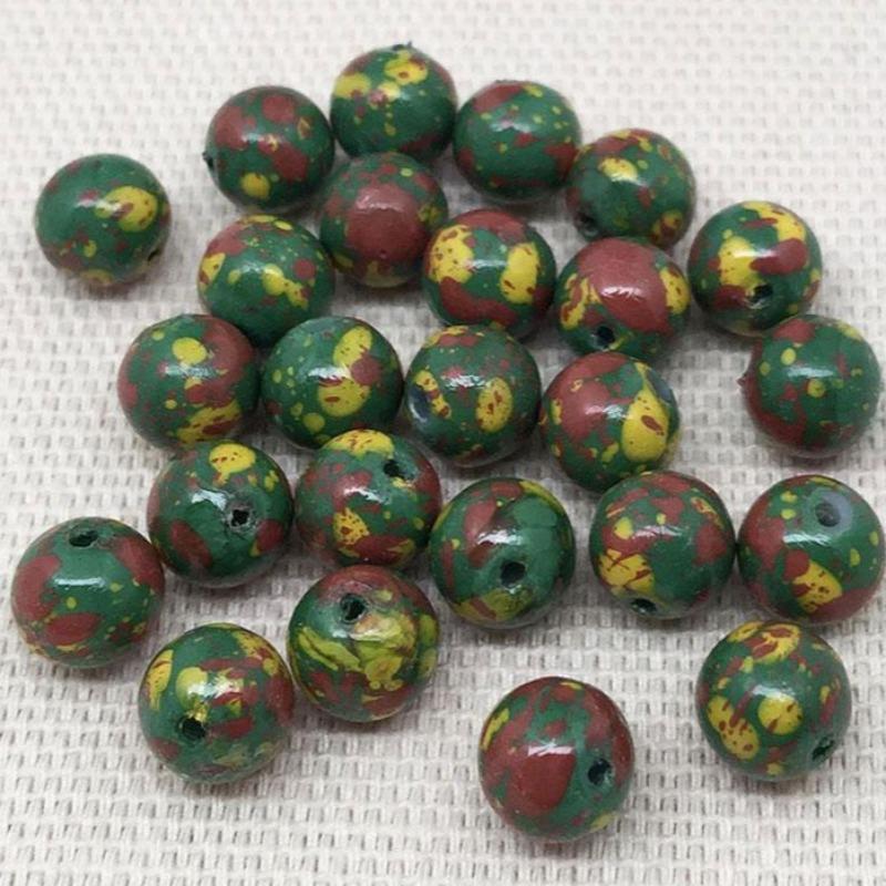 25 Vintage Green Japan Tensha Round Beads