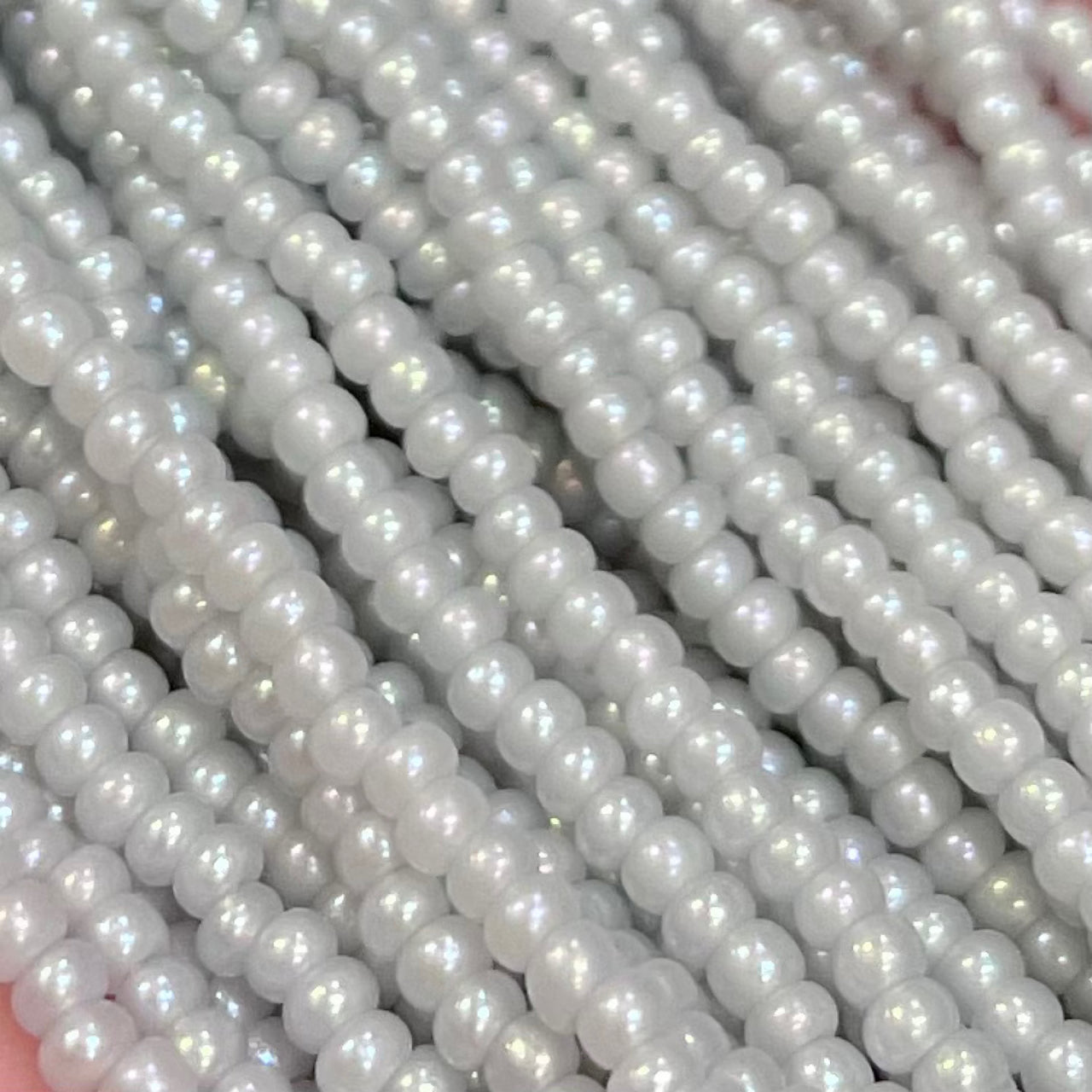 1 Hank Grey Light AB Glass Seed Beads