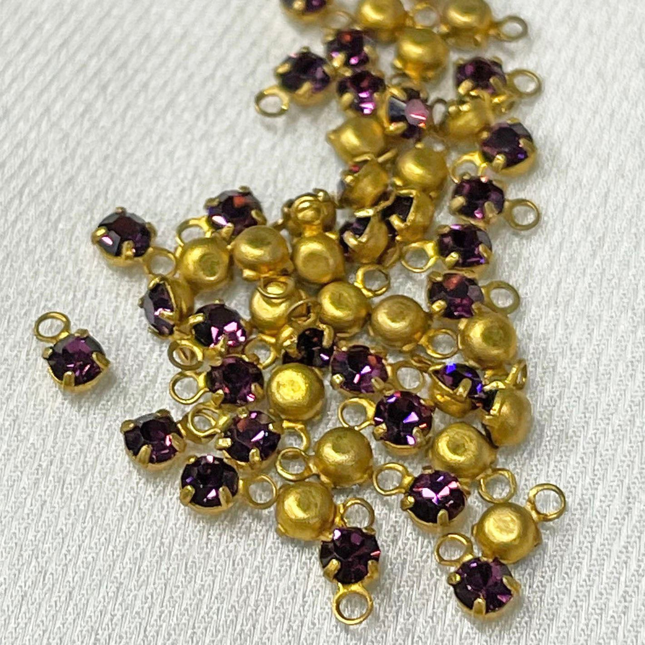 50 Vintage Purple Amethyst Swarovski Rhinestone Crystal Charms