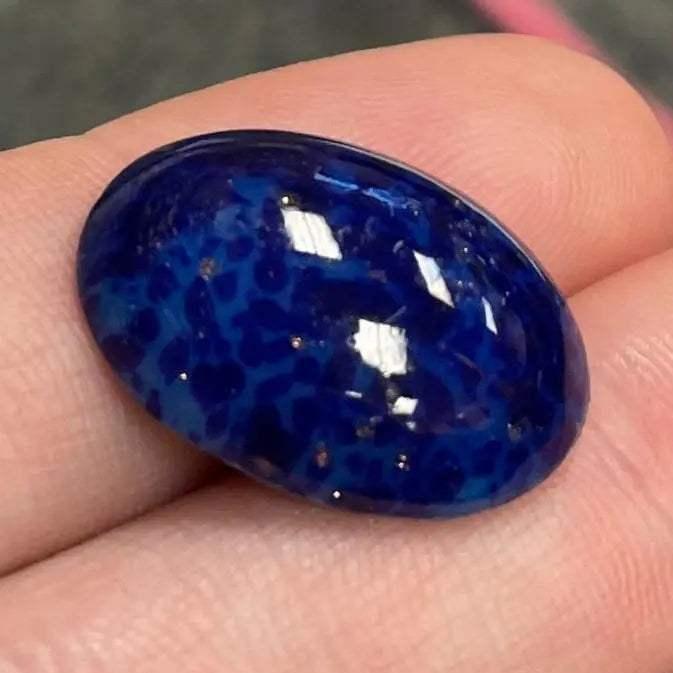 2 Vintage Blue Lapis Oval Glass Cabochons
