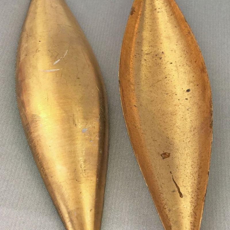 4 Vintage Large Brass Pod Leaf Metal Stampings
