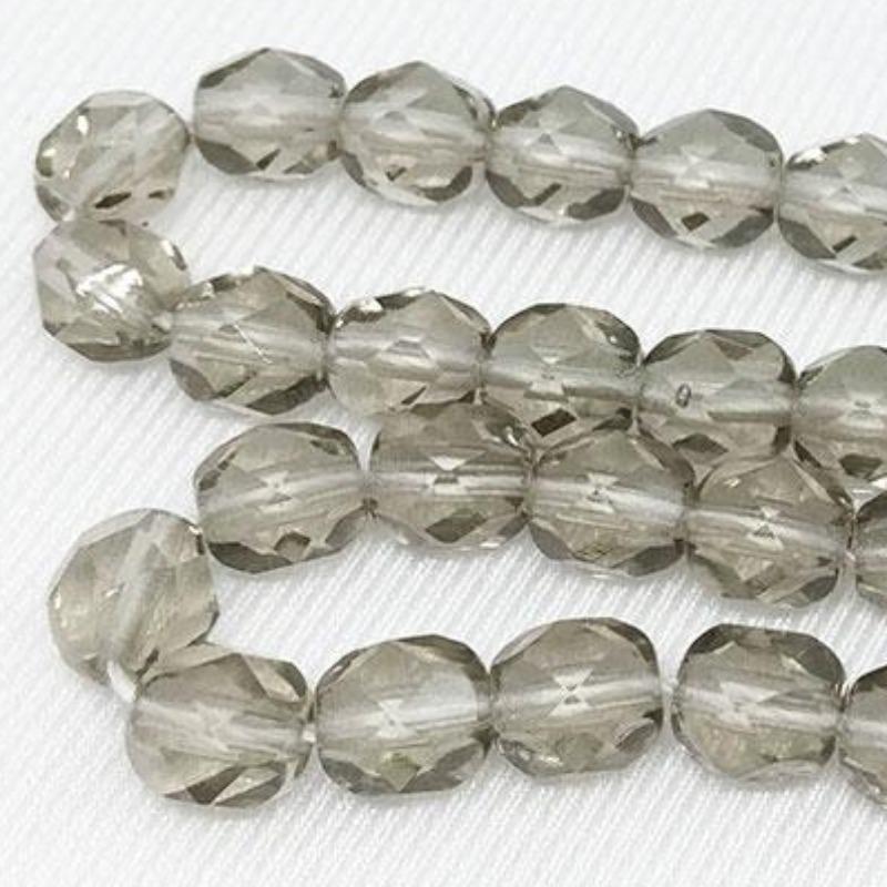 50 Black Diamond Czech Fire Polished Glass Beads 6mm